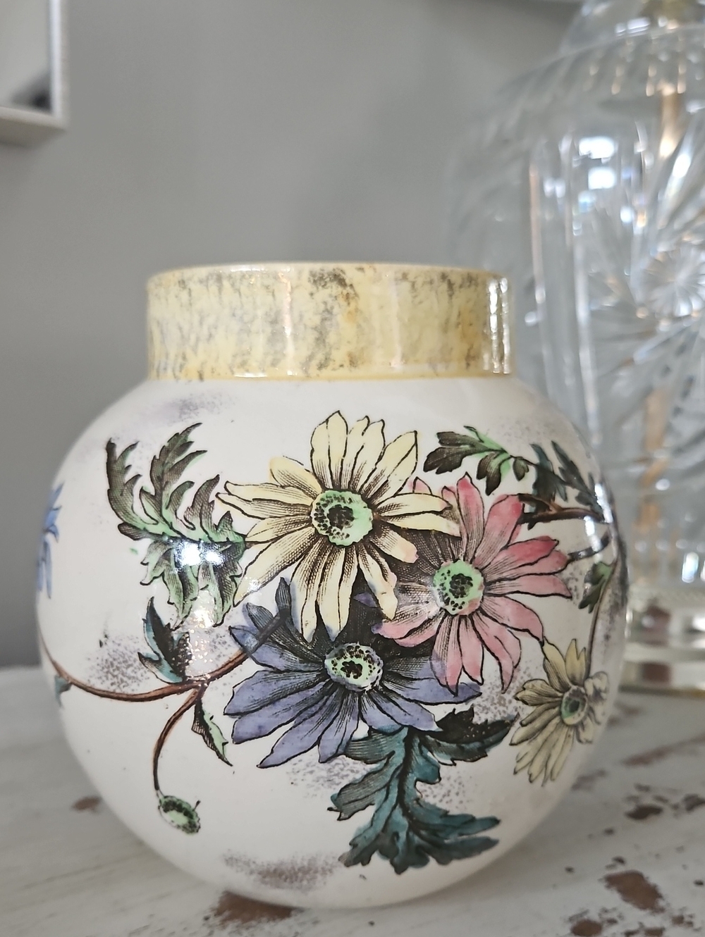 Vintage Moore & Co Floral Ceramic Vase with Pastel Blooms